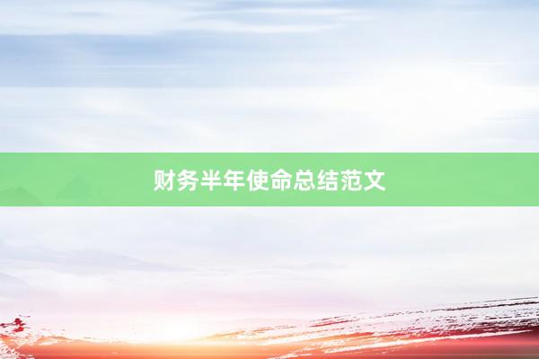 财务半年使命总结范文
